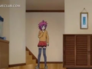 Teenage anime deity checking her süýji emjekler in the aýna