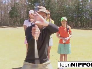 Attractive Asian Teen Girls Play a Game of Strip Golf: HD xxx video 0e